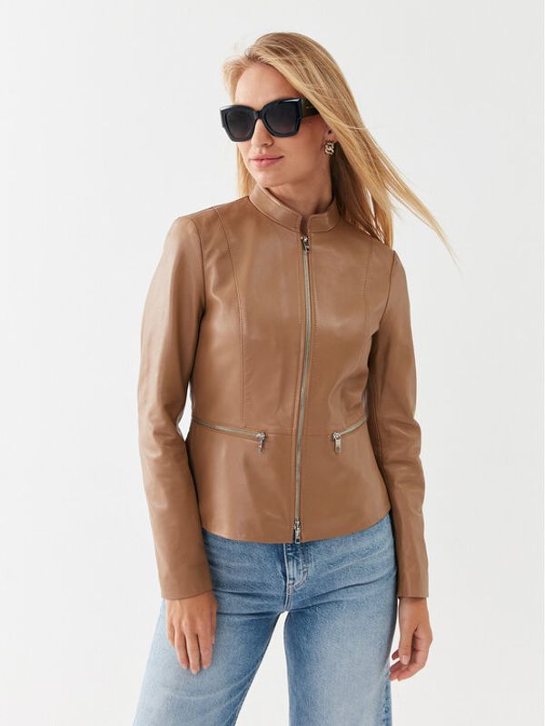 Boss Boss Кожено яке 50501269 Бежов Slim Fit