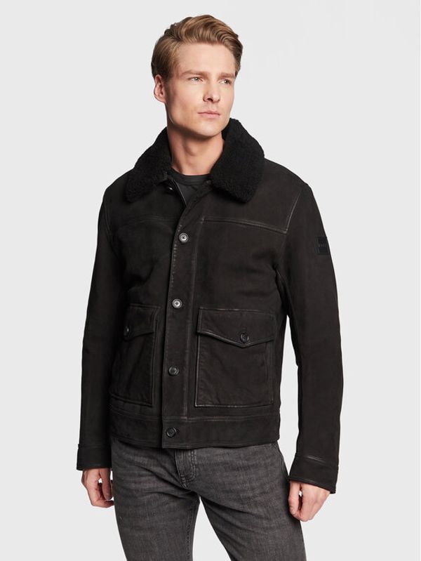 Boss Boss Кожено яке Jucker 50482205 Черен Regular Fit