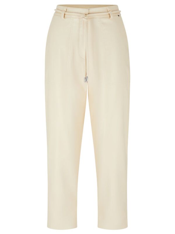 Boss Boss Панталони от имитация на кожа Tacora 50482689 Бежов Tapered Fit