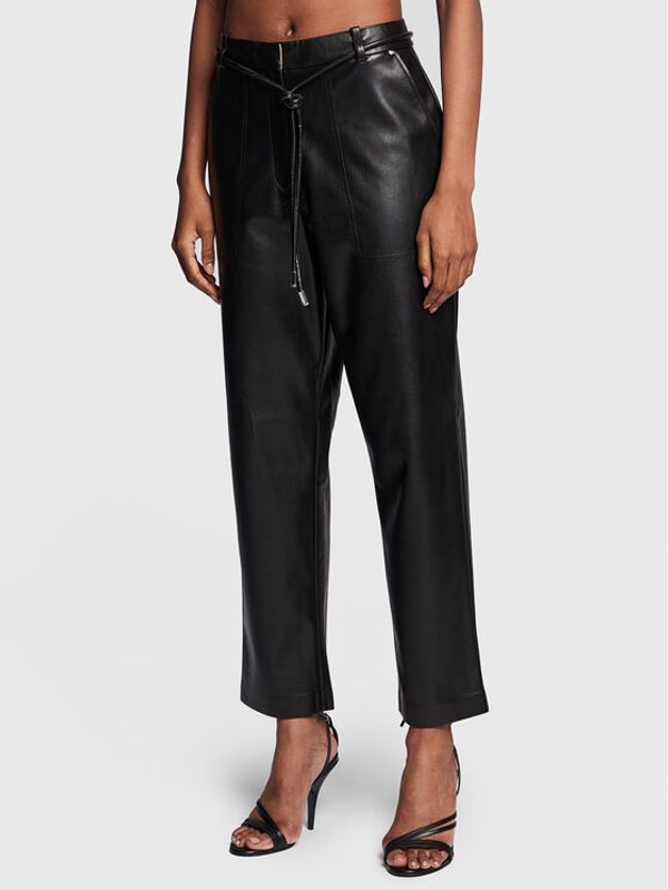 Boss Boss Панталони от имитация на кожа Tacora 50482689 Черен Tapered Fit