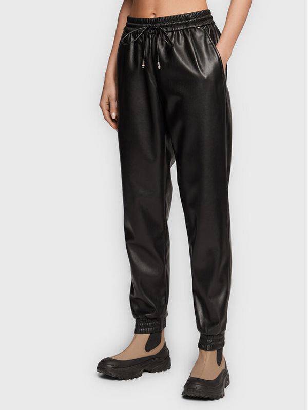 Boss Boss Панталони от имитация на кожа Tafeja 50476853 Черен Regular Fit