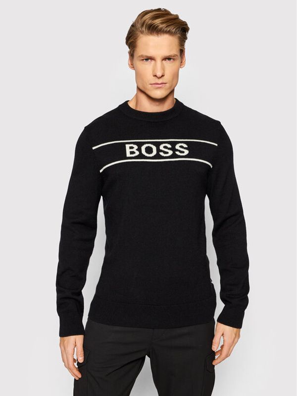 Boss Boss Пуловер Ubail 50463060 Черен Regular FIt