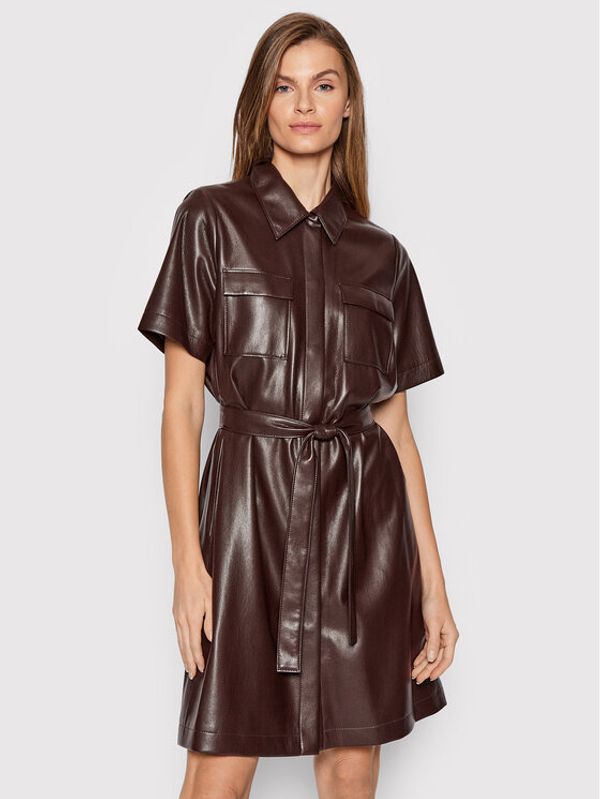 Boss Boss Рокля от имитация на кожа Dalidi 50457271 Кафяв Regular Fit