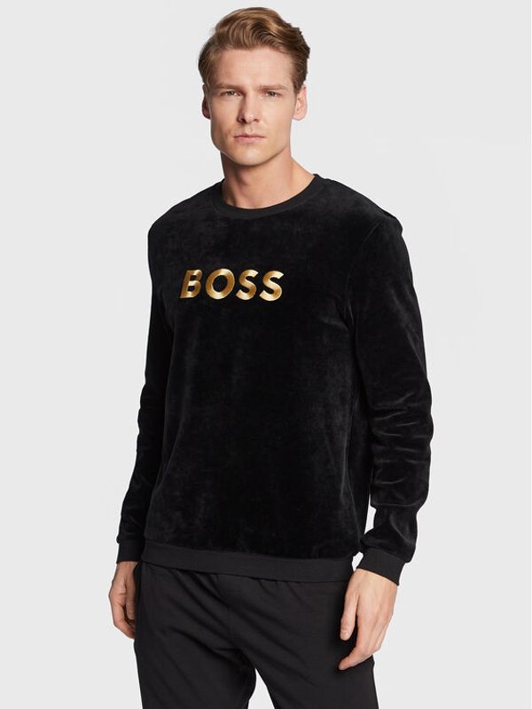 Boss Boss Суитшърт Velour 50485863 Черен Regular Fit