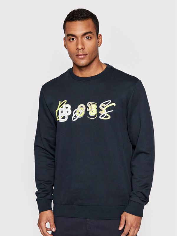 Boss Boss Суитшърт Welogocrew 50472421 Тъмносин Regular Fit