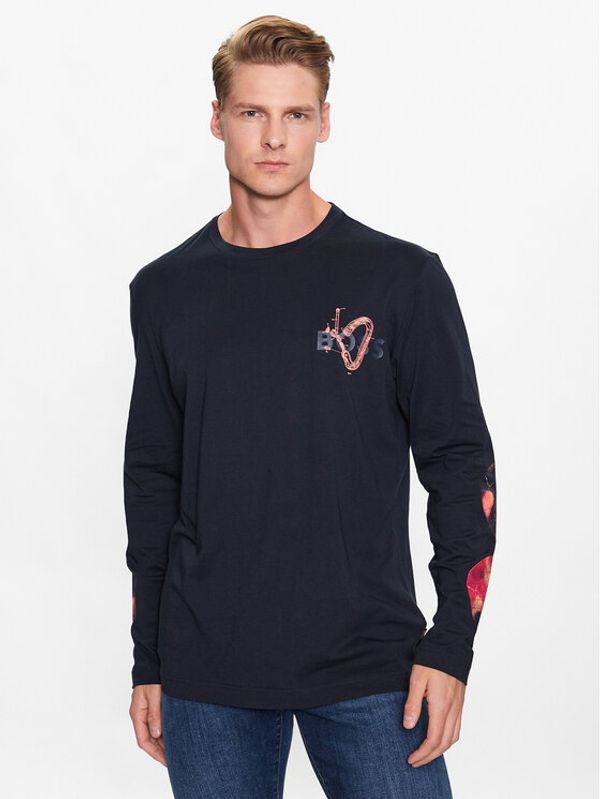 Boss Boss Тениска с дълъг ръкав 50491750 Син Relaxed Fit