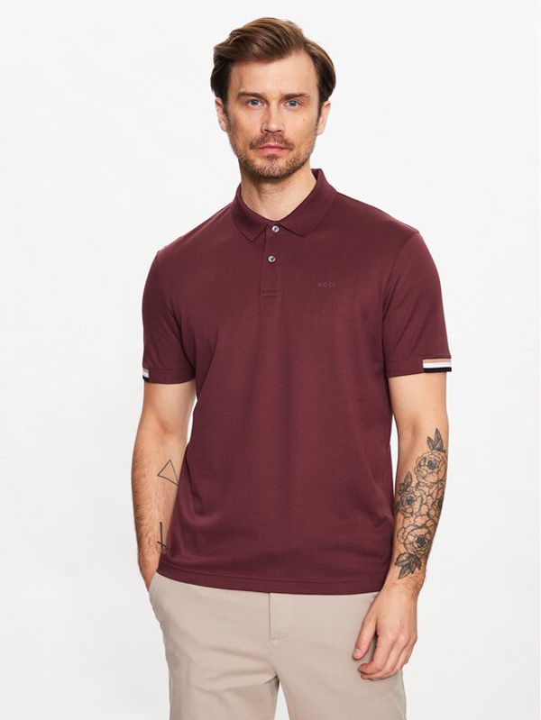 Boss Boss Тениска с яка и копчета 50467113 Червен Regular Fit