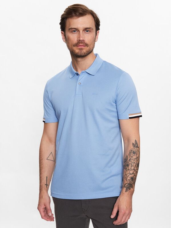 Boss Boss Тениска с яка и копчета 50467113 Син Regular Fit