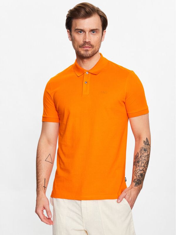 Boss Boss Тениска с яка и копчета 50468301 Оранжев Regular Fit