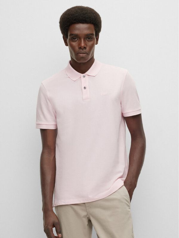 Boss Boss Тениска с яка и копчета 50468301 Розов Regular Fit