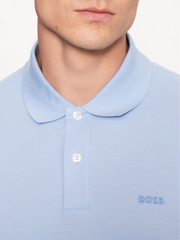 Boss Boss Тениска с яка и копчета 50468301 Син Regular Fit