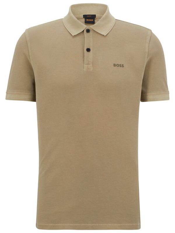 Boss Boss Тениска с яка и копчета 50468576 Бежов Slim Fit