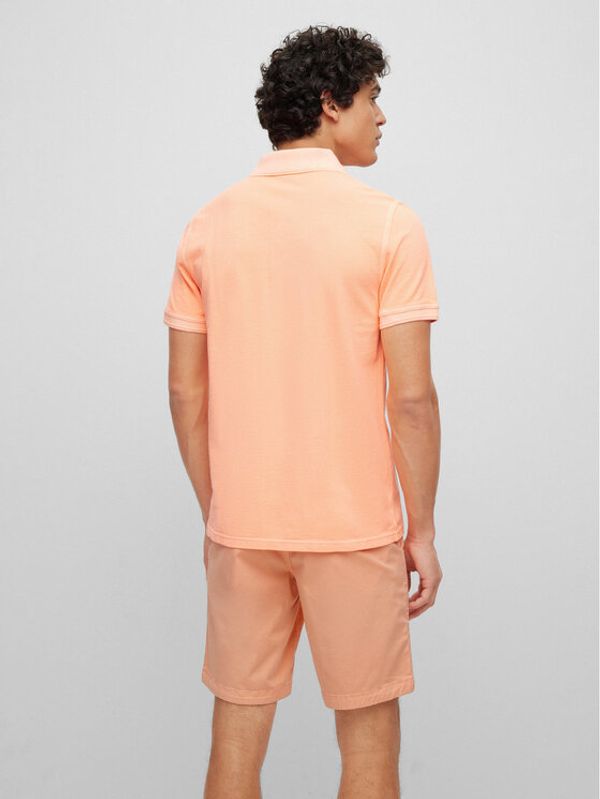 Boss Boss Тениска с яка и копчета 50468576 Оранжев Slim Fit