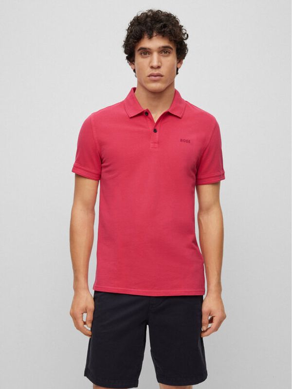 Boss Boss Тениска с яка и копчета 50468576 Розов Slim Fit