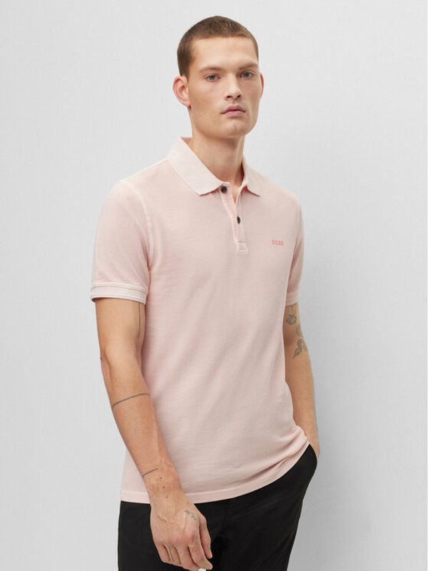 Boss Boss Тениска с яка и копчета 50468576 Розов Slim Fit