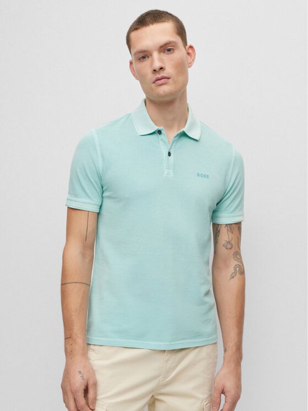 Boss Boss Тениска с яка и копчета 50468576 Син Slim Fit