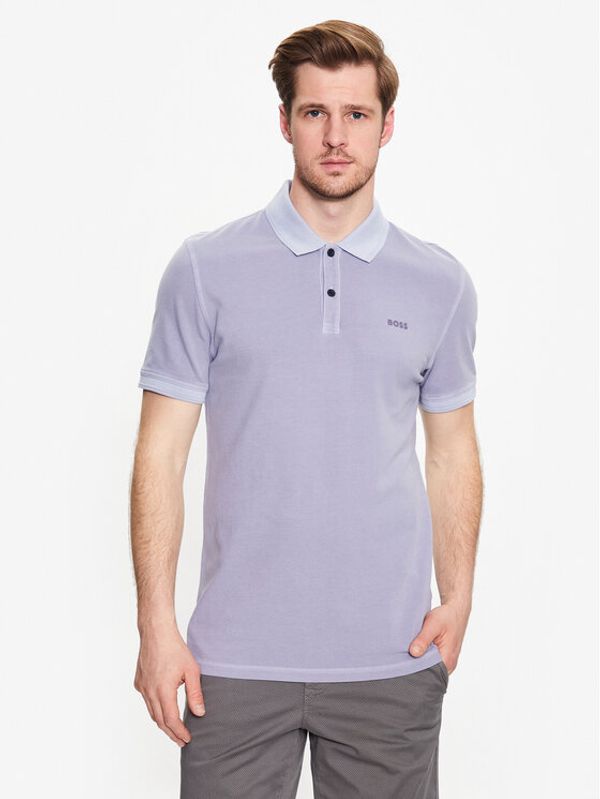 Boss Boss Тениска с яка и копчета 50468576 Виолетов Slim Fit