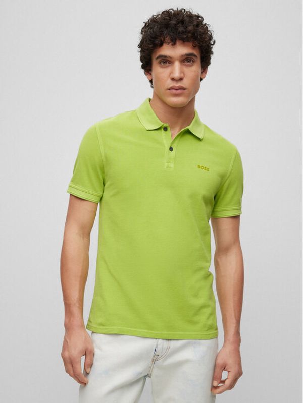 Boss Boss Тениска с яка и копчета 50468576 Зелен Slim Fit