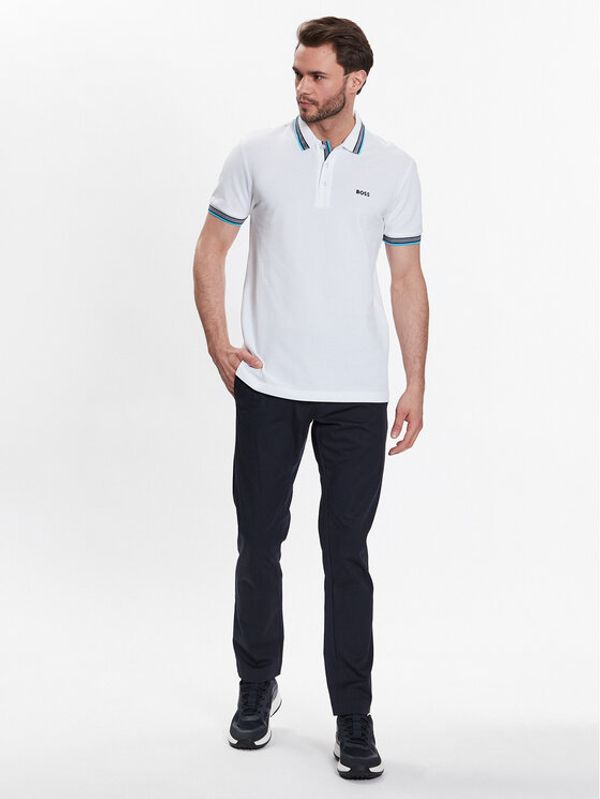 Boss Boss Тениска с яка и копчета 50468983 Бежов Regular Fit