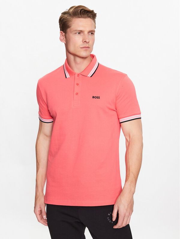 Boss Boss Тениска с яка и копчета 50468983 Червен Regular Fit