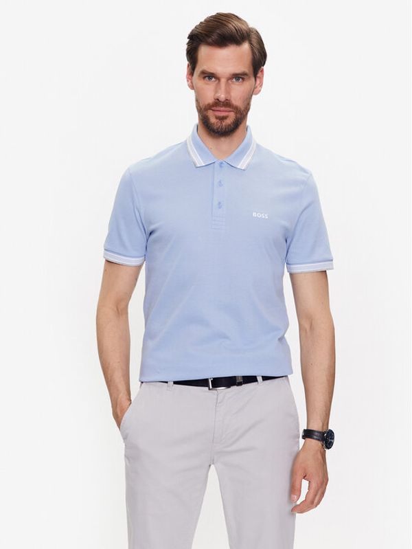 Boss Boss Тениска с яка и копчета 50468983 Син Regular Fit