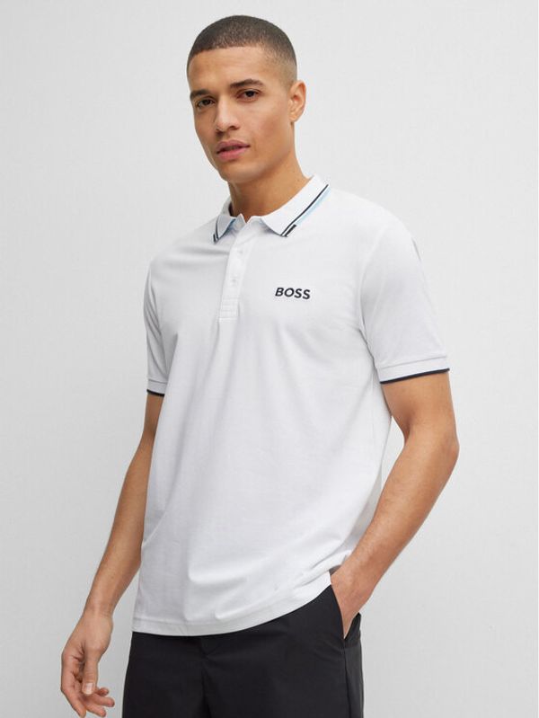 Boss Boss Тениска с яка и копчета 50469094 Бежов Regular Fit