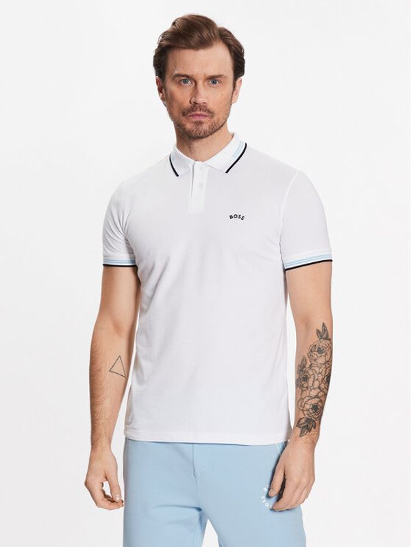 Boss Boss Тениска с яка и копчета 50469245 Бежов Slim Fit