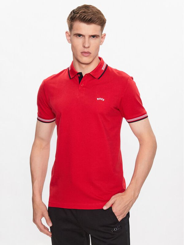 Boss Boss Тениска с яка и копчета 50469245 Червен Slim Fit