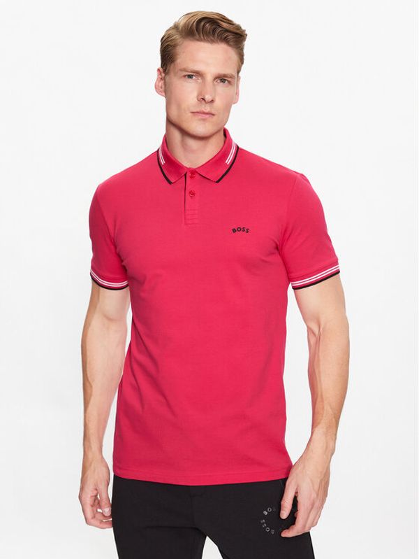 Boss Boss Тениска с яка и копчета 50469245 Розов Slim Fit