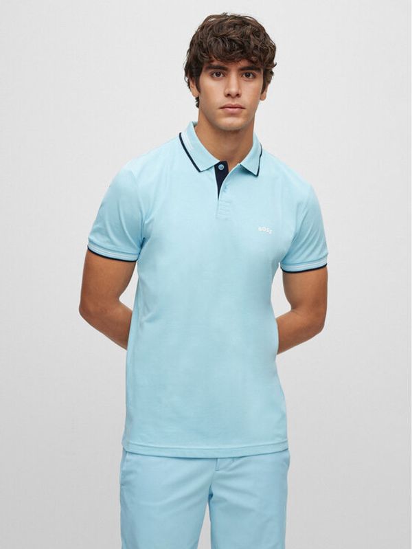 Boss Boss Тениска с яка и копчета 50469245 Син Slim Fit