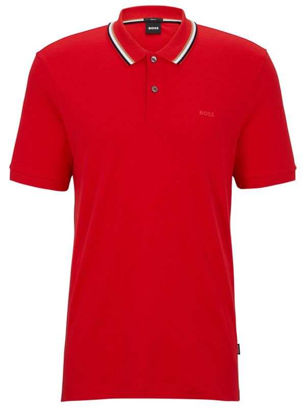 Boss Boss Тениска с яка и копчета 50469360 Червен Slim Fit