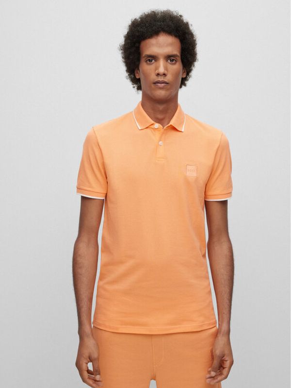 Boss Boss Тениска с яка и копчета 50472665 Оранжев Slim Fit