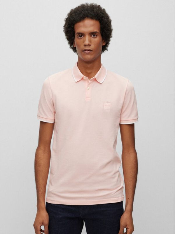 Boss Boss Тениска с яка и копчета 50472665 Розов Slim Fit