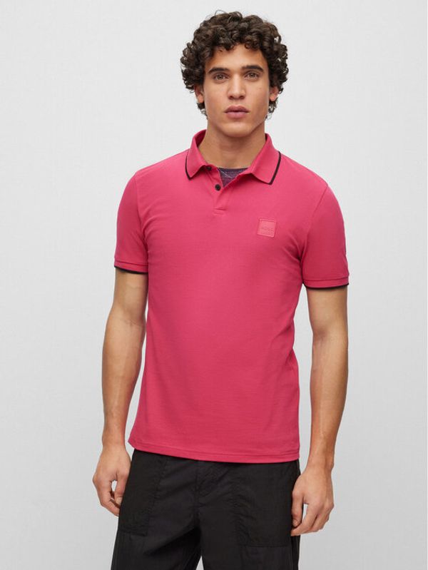 Boss Boss Тениска с яка и копчета 50472665 Розов Slim Fit