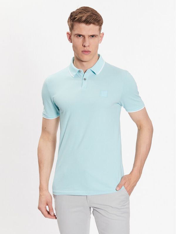 Boss Boss Тениска с яка и копчета 50472665 Син Slim Fit