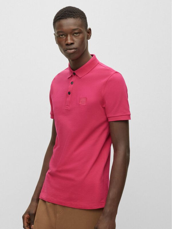 Boss Boss Тениска с яка и копчета 50472668 Розов Slim Fit