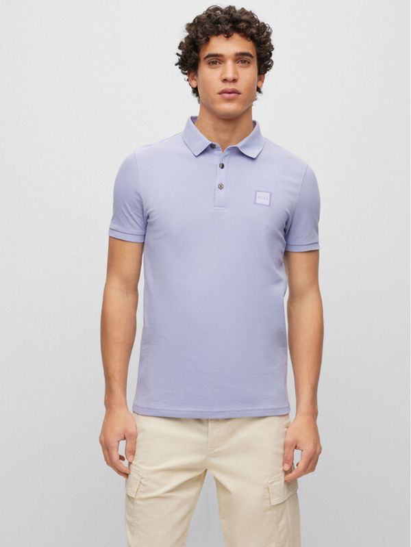 Boss Boss Тениска с яка и копчета 50472668 Виолетов Slim Fit