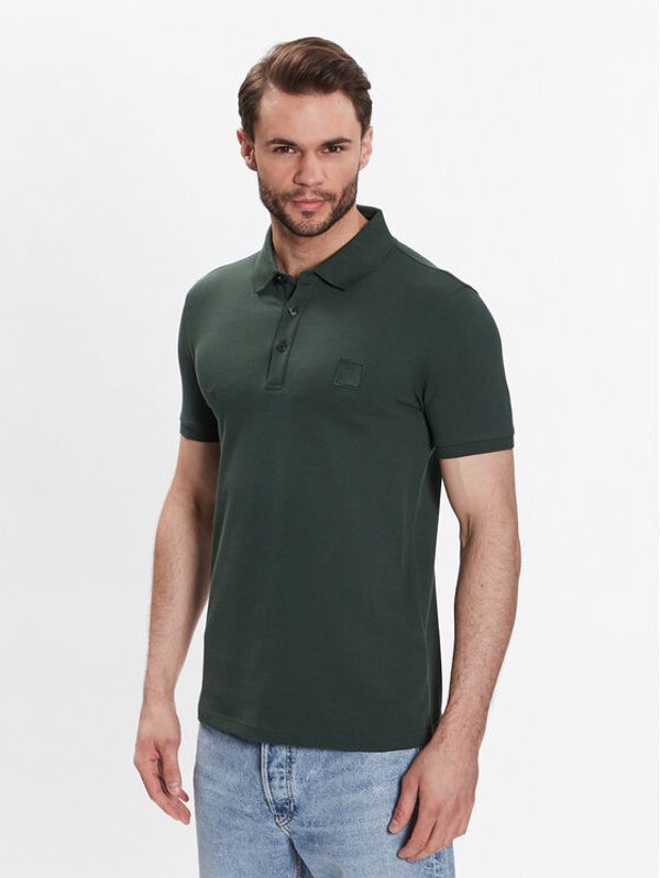 Boss Boss Тениска с яка и копчета 50472668 Зелен Slim Fit