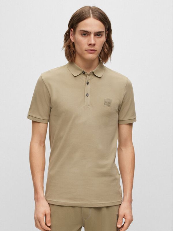 Boss Boss Тениска с яка и копчета 50472668 Зелен Slim Fit