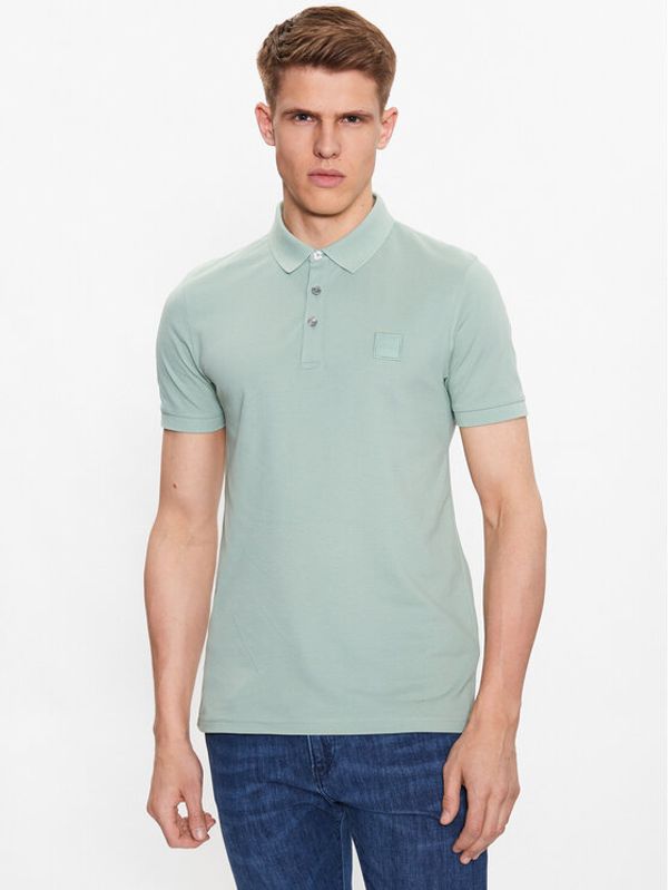Boss Boss Тениска с яка и копчета 50472668 Зелен Slim Fit