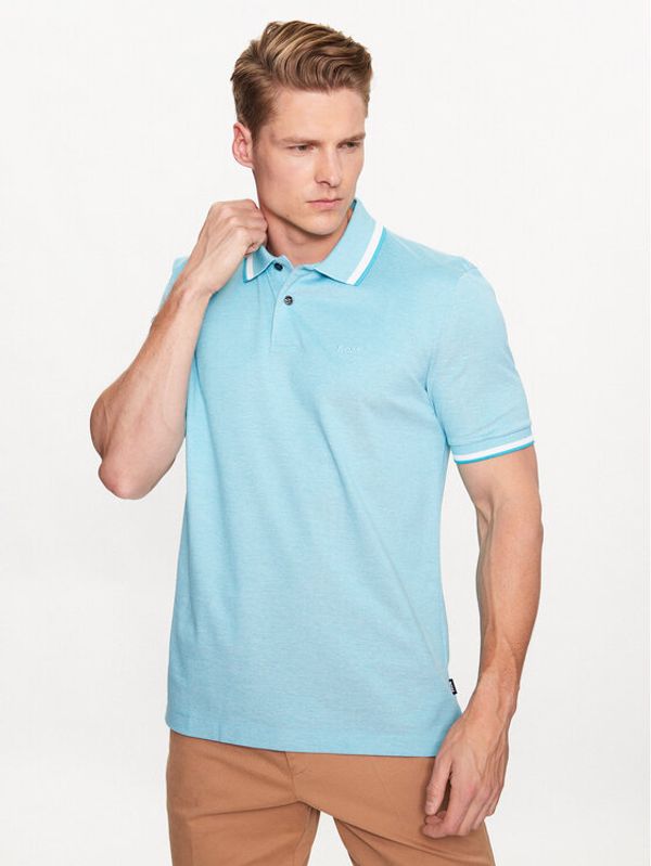 Boss Boss Тениска с яка и копчета 50486172 Син Regular Fit