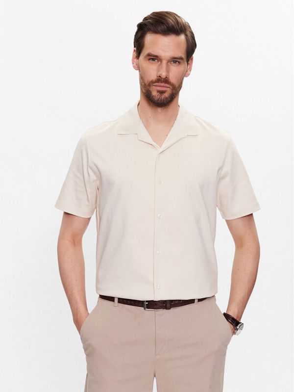 Boss Boss Тениска с яка и копчета 50486176 Бял Regular Fit