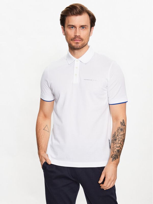 Boss Boss Тениска с яка и копчета 50486178 Бял Regular Fit