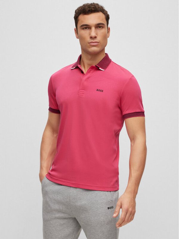 Boss Boss Тениска с яка и копчета 50488259 Розов Regular Fit