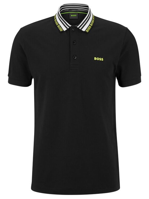 Boss Boss Тениска с яка и копчета 50488270 Черен Slim Fit