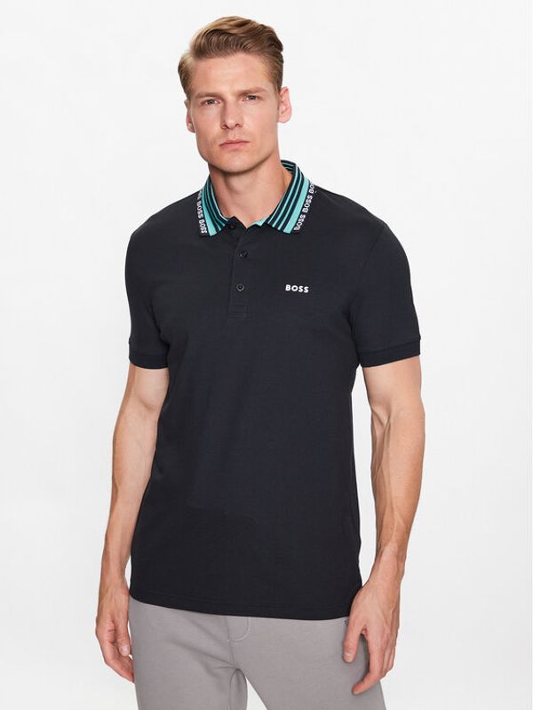 Boss Boss Тениска с яка и копчета 50488270 Син Slim Fit