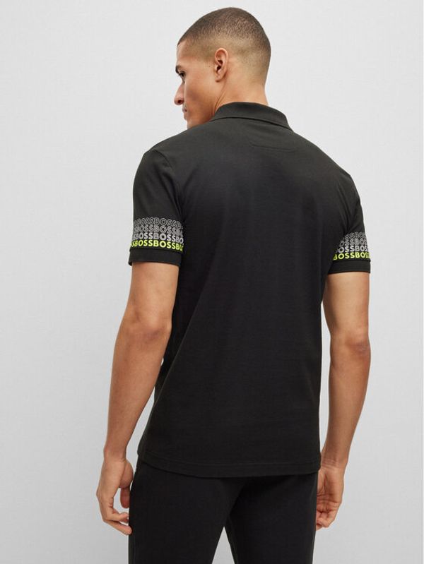 Boss Boss Тениска с яка и копчета 50488293 Черен Regular Fit