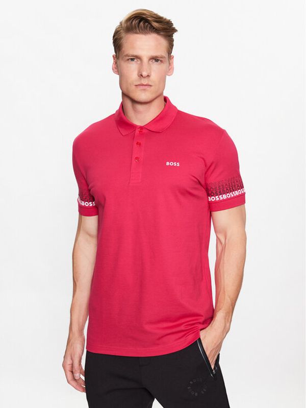 Boss Boss Тениска с яка и копчета 50488293 Розов Regular Fit