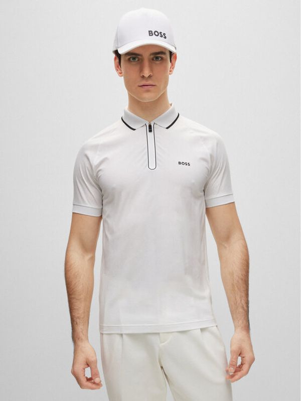 Boss Boss Тениска с яка и копчета 50488812 Бял Slim Fit