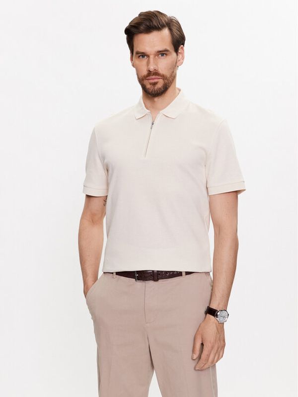 Boss Boss Тениска с яка и копчета 50491409 Бял Regular Fit